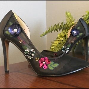 Betsey Johnson Flower Jeweled Heels